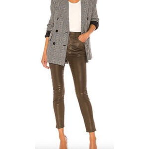 NWOT AG Farrah Skinny Ankle Coated Jeans 27 Dark Bayou Leather Look High Rise